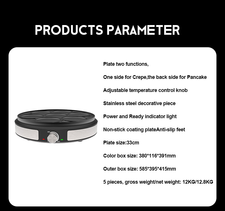 Grensoverschrijdende dunne multifunctionele loempia-, crêpe-, pannenkoeken-, frituur- en grillmachine_voghion.com