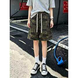 美式迷彩速干防水工装短裤男夏季潮牌宽松阔腿五分裤运动沙滩裤子