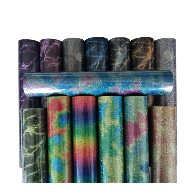 25x30cm乙烯基刻字膜闪电彩虹花色服装烫图 TPU金葱热转印刻字膜