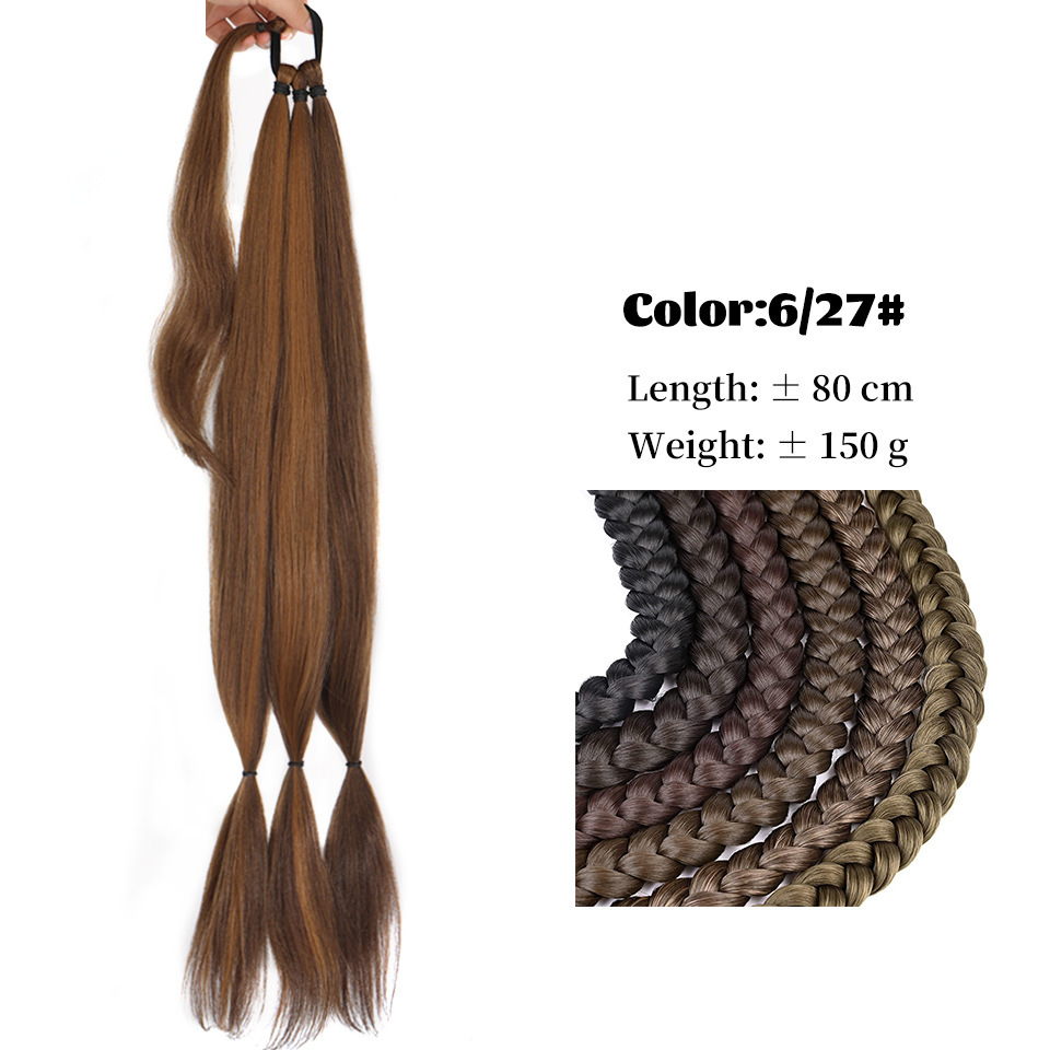 Cauda de cabello peluca comercio exterior Europa larga extensión de cabello entrelazado trenzada trenzada adornos de cabello spot al por mayor doble cola de cabello