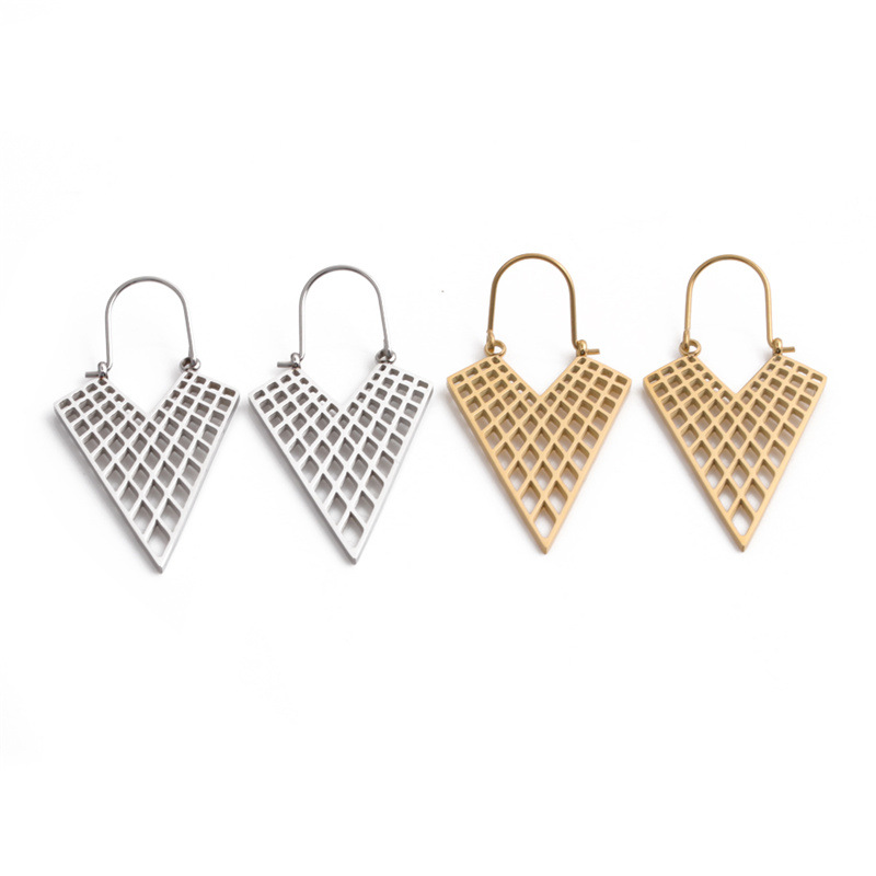 Fashion Simple Stainless Steel Hollow Mesh Earrings display picture 1