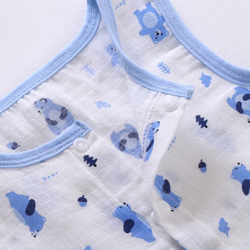 Baby Vest Set Thin Buckle Boys' and Girls' Bottoming Inner Wear Two-piece Vest Shorts Set