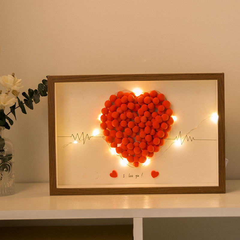 Hollow Photo Frame for Tabletop or Wall Hanging, with Dried Flowers, Solid Wood Frame, 5cm Thick, Custom-Made, Sample Available, Modern Minimalist Style