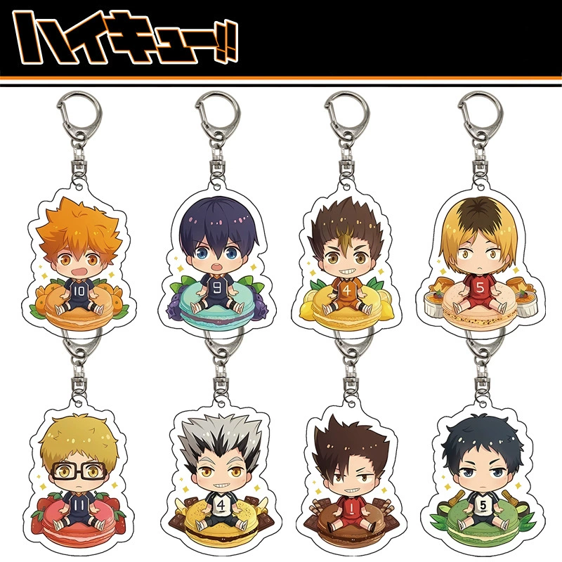Акриловый брелок (PQ Junior) персонажи Haikyuu!!, 6–6,5 см x 3 мм, кольцо из нержавеющей стали
