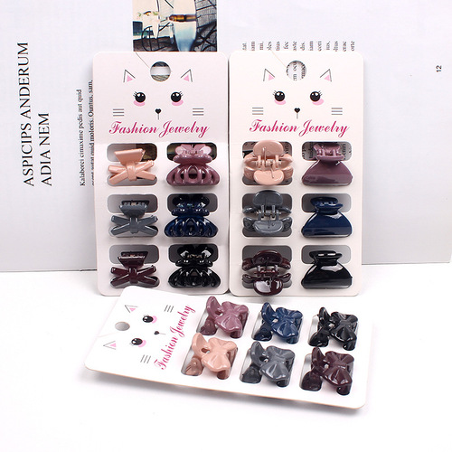 Korean style dark color 6 card-mounted small hairpins, fashionable mini hairpins, girls' back of head hairpins D218