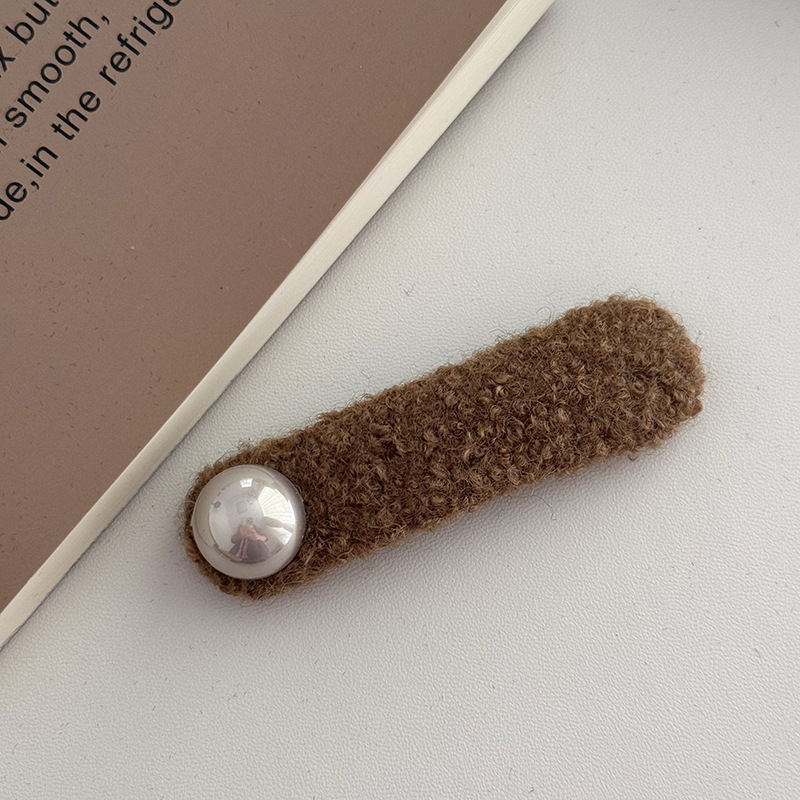Pince à cheveux BB en peluche colorée de style coréen, perle, tout-assorti, frange latérale, cheveux cassés, pince latérale, épingle à cheveux, grande épingle à cheveux mignonne_voghion.com