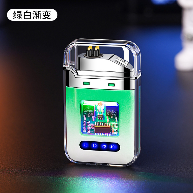 充電式ライター 電子パルス点火装置 屋外用 防風 透明 ダブルアーク 高級 彼氏用 アークライター|undefined