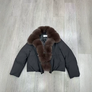 外贸2026新短款棉服冬季新款仿狐狸毛皮羽绒棉衣女宽松派克服外套