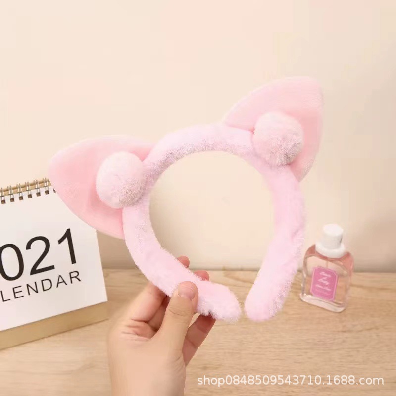 Diadema de oreja de gato-rosa