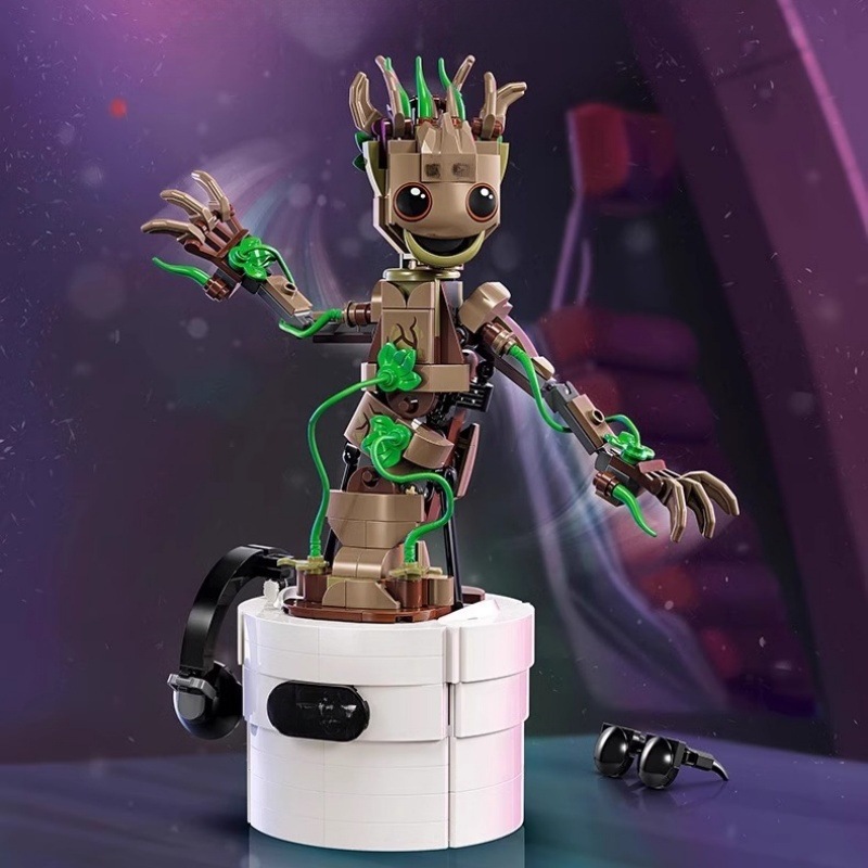 99033 Cross-Border Superhero Marvel Dancing Groot Boy Assembling Small Particle Building Blocks Toy