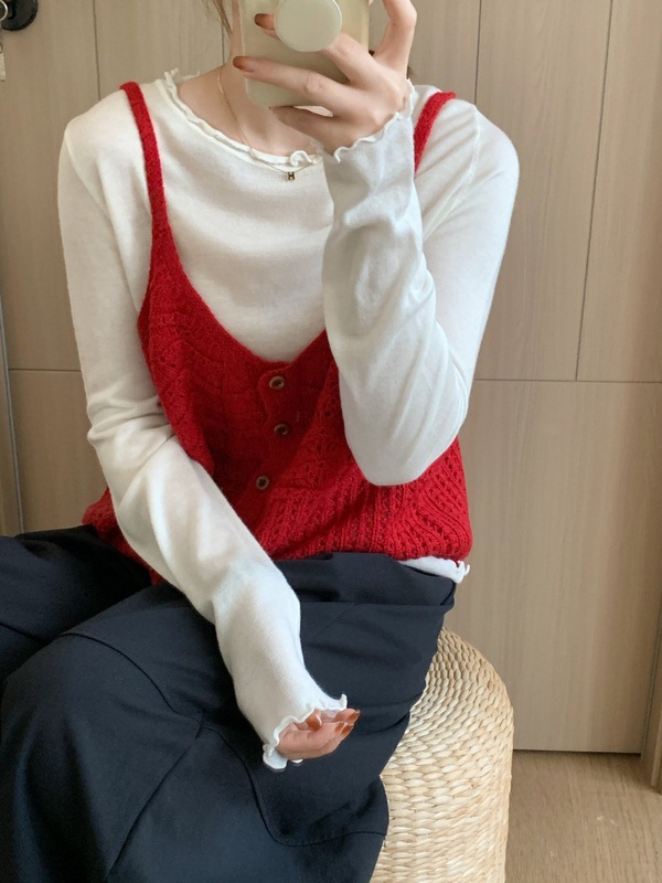镂空针织吊带马甲女2025年秋季叠穿背心韩版穿搭个性上衣潮|undefined
