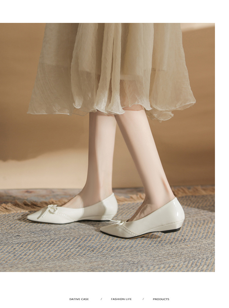Giày cao gót nữ mũi nhọn gót wedge kiểu Pháp, gót thấp đa năng, miệng giày nông — màu đen chi tiết 8