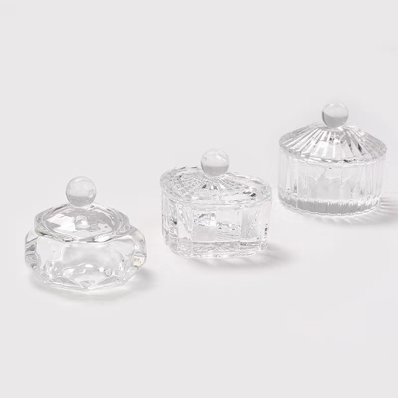 Suministro directo transfronterizo nueva manicura taza de cristal con tapa especial en forma de lavado de uñas Cristal líquido Copa de lavado de uñas Copa para manicura