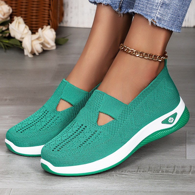 Zapatos de mujer verano transfronterizo temu zapatos de mujer al por mayor viejos zapatos de tela de Beijing tejido transpirable un pie zapatos de tela de goma