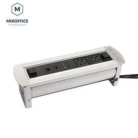 【厂家特价】电动翻转桌面插座线盒办公桌旋转插座VGA多国接口