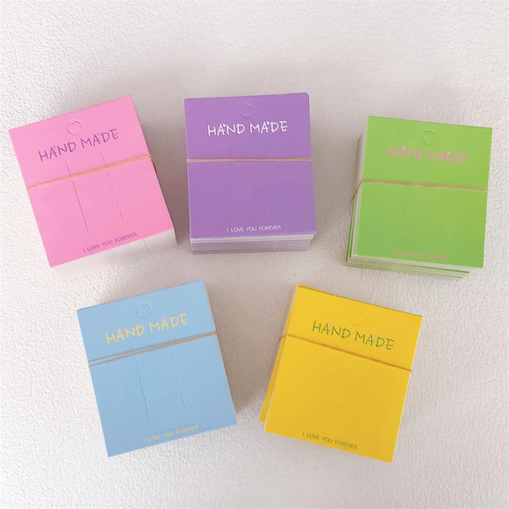 7 * 8 cm HAND MADE colorido cuadrado papel de cabello ~ adultos niños clip de cabello embalaje accesorios de placa de suspensión