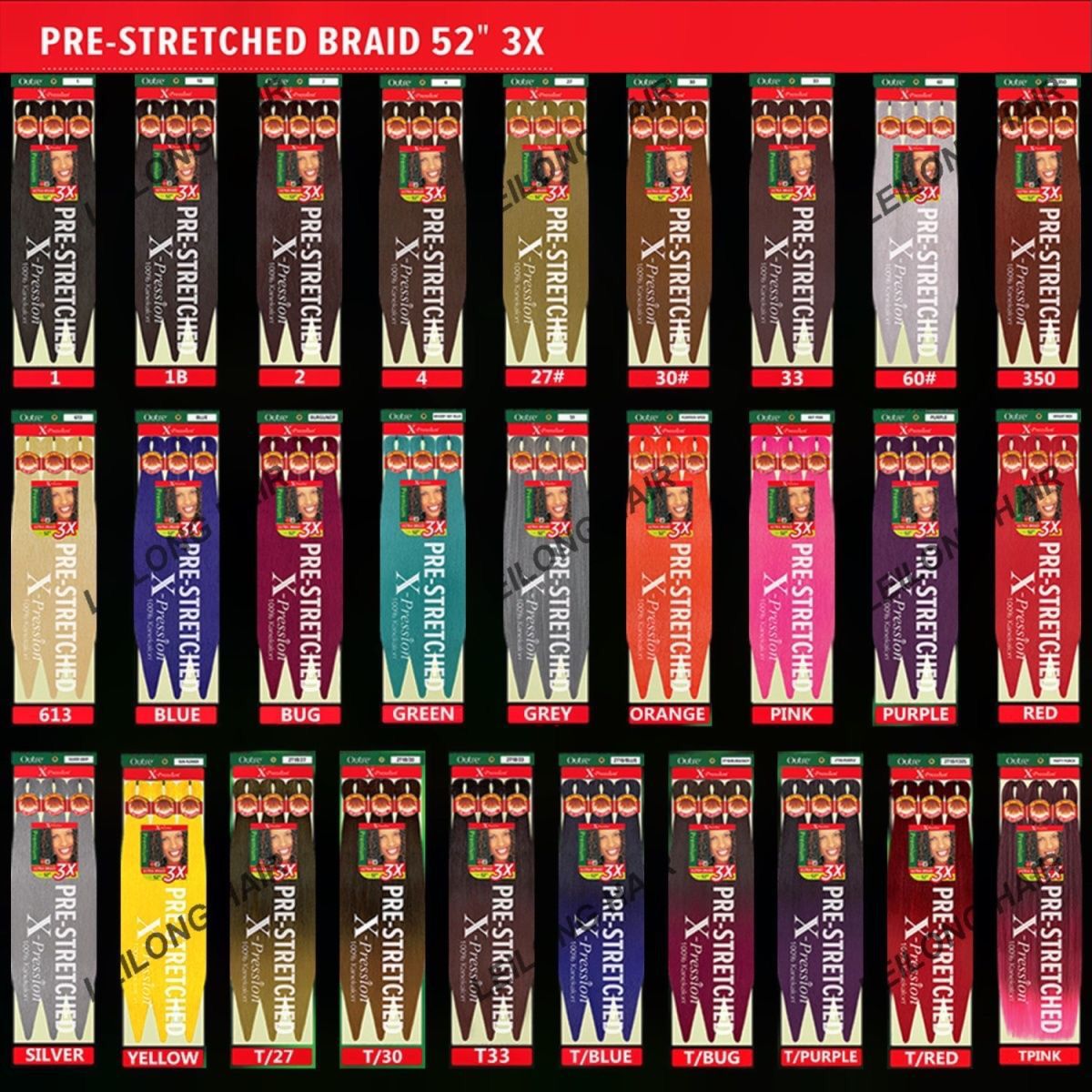 3X EZ trenza de pelo EZ rastas paquete de tres material ignífugo peluca de pelo trenzado africano