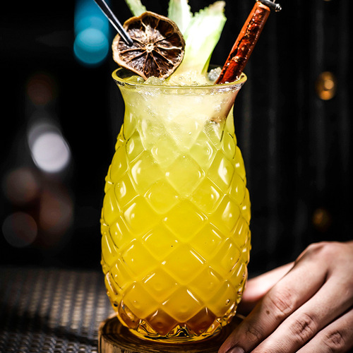 Bar trendy pineapple cocktail glass, creative relief pattern cocktail glass, juice cup, glass, bar mixing glass