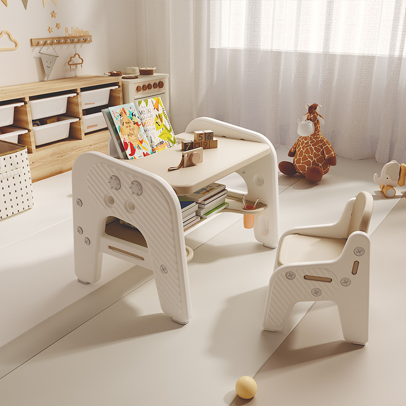 Children's Study Table, Desk, Writing Desk and Chair Set, Simple Home Desk and Chair for Primary School Students, Liftable Early Education Table