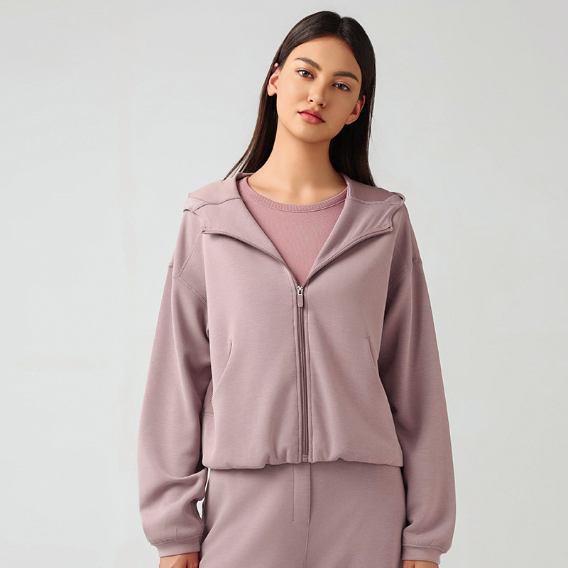 Nuevo deportivo encapuchado con cremallera cardigan suelto camiseta casual mujer versátil perezosa carrera chaqueta de entrenamiento abrigo