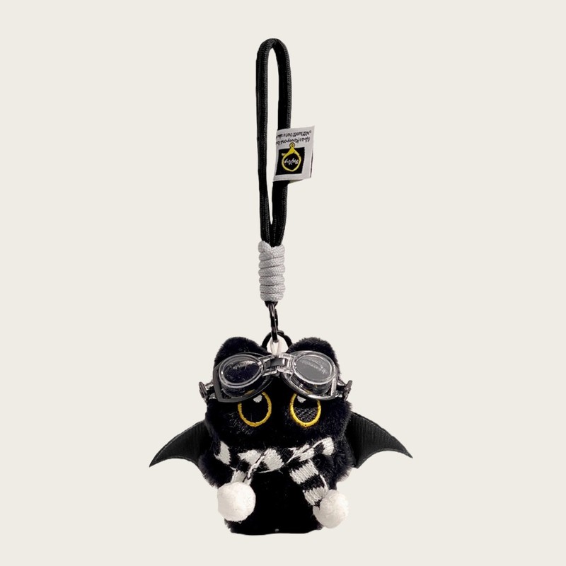 可爱大眼恶魔小黑猫毛绒公仔钥匙扣卡通小玩偶包包挂件包挂饰礼物|undefined