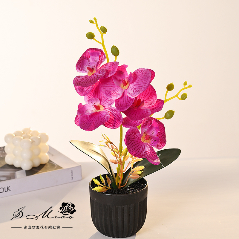 Orquídea de mariposa impresa de serigrafía floral orquídea de mariposa imitación de flores bonsai decoración de sala de estar decoración de escritorio interior decoración de casa maceta artificial image 9