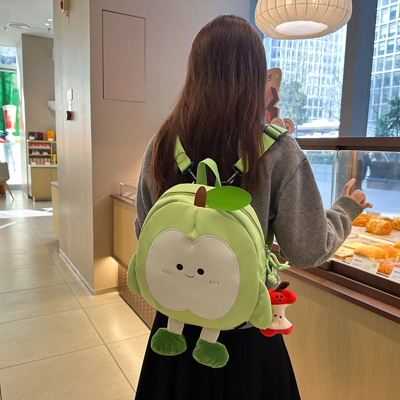 Bolso de hombro para mujer con forma de manzana fresca y linda, mochila de viaje de estilo occidental de moda, nuevo bolso de lona