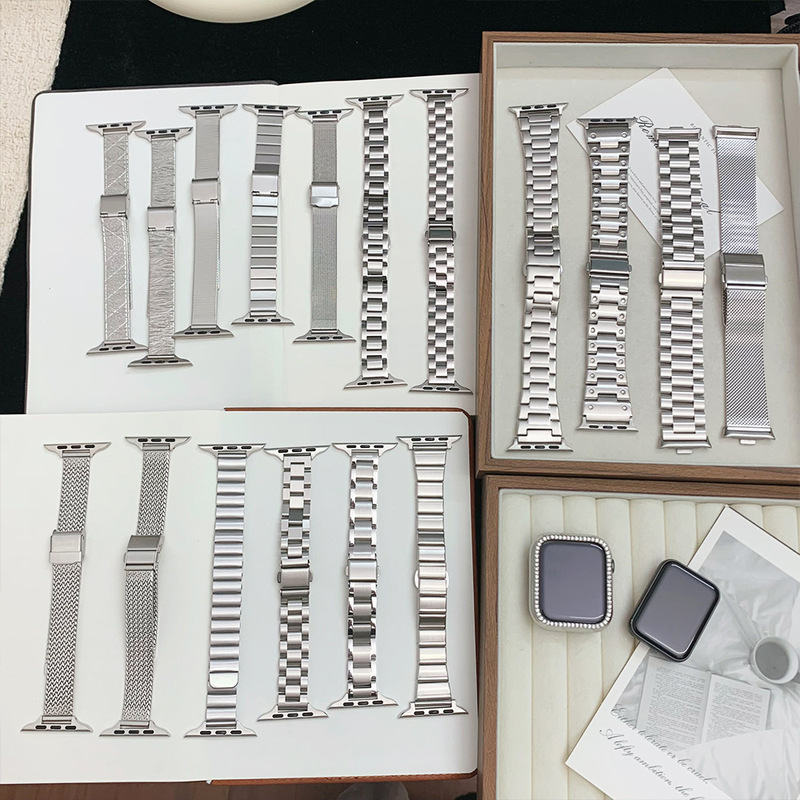 Stainless Steel Watch Strap S10 for Women with a High-End Feel, Suitable for Apple Watch 98Th Generation Se Metal Steel Band
