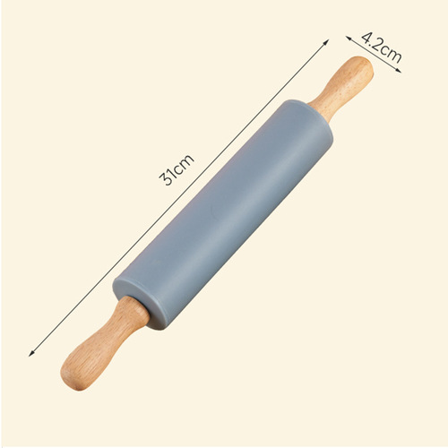 Medium-sized dumpling wrapper flour dough dumplings solid wood handle non-stick household baking roller-style silicone rolling pin