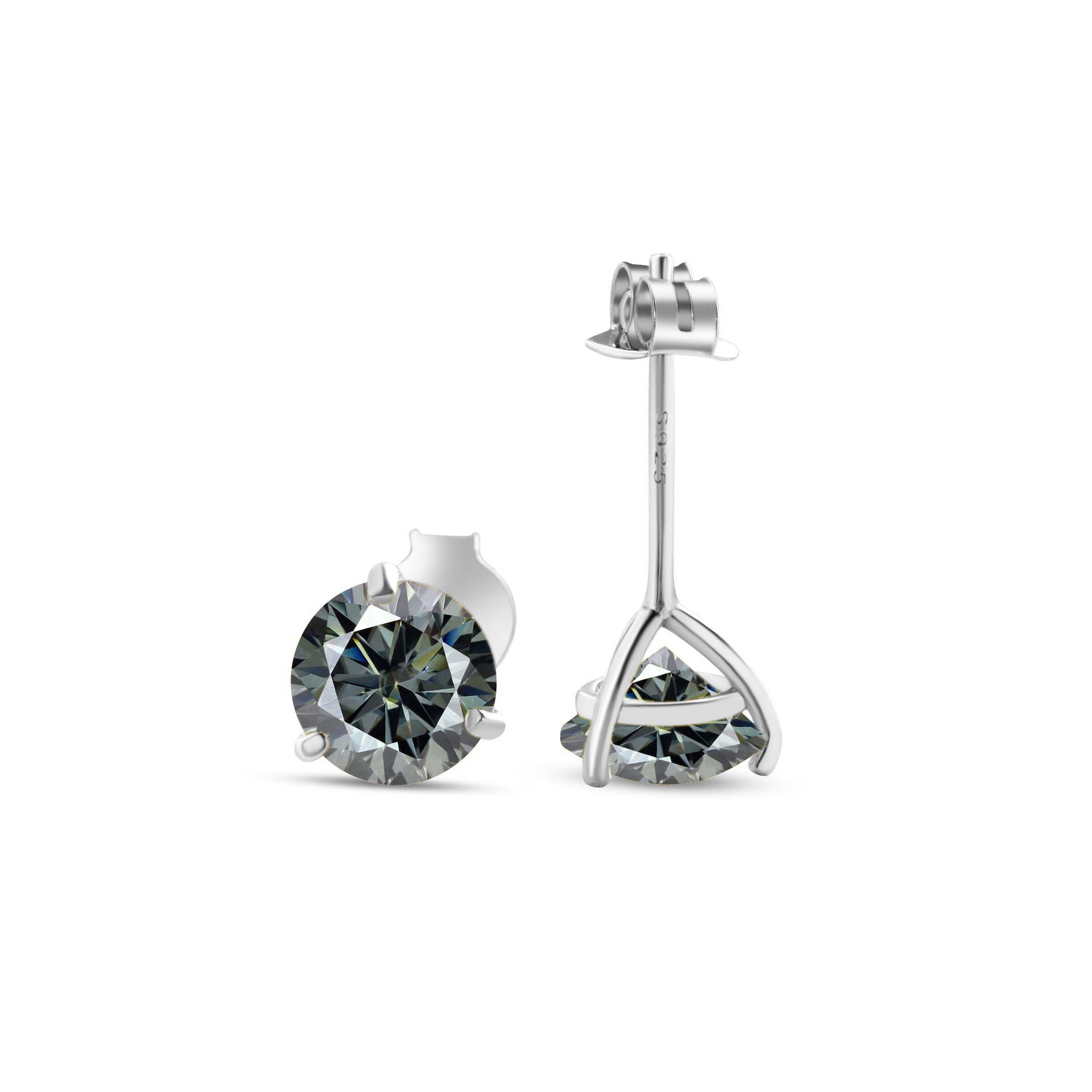 S925 pendientes de plata esterlina 2021 nuevos pendientes clásicos femeninos simple tres garras un quilate adornos pendientes de piedra de moissan