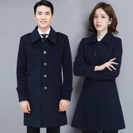 纯色中长款夹棉毛呢大衣销售前台接待工作服顺毛双面外套