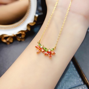 New natural garnet necklace S925 silver inlaid main stone 3*5mm Joker net red explosions women's jewelry wholesale