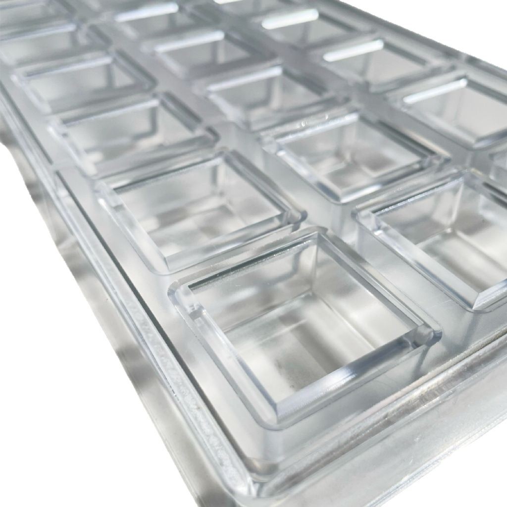 Molde duro de plástico para PC 21 cuadrados cúbicos con suministro directo de fábrica transfronterizo de moldes de chocolate de Dubai