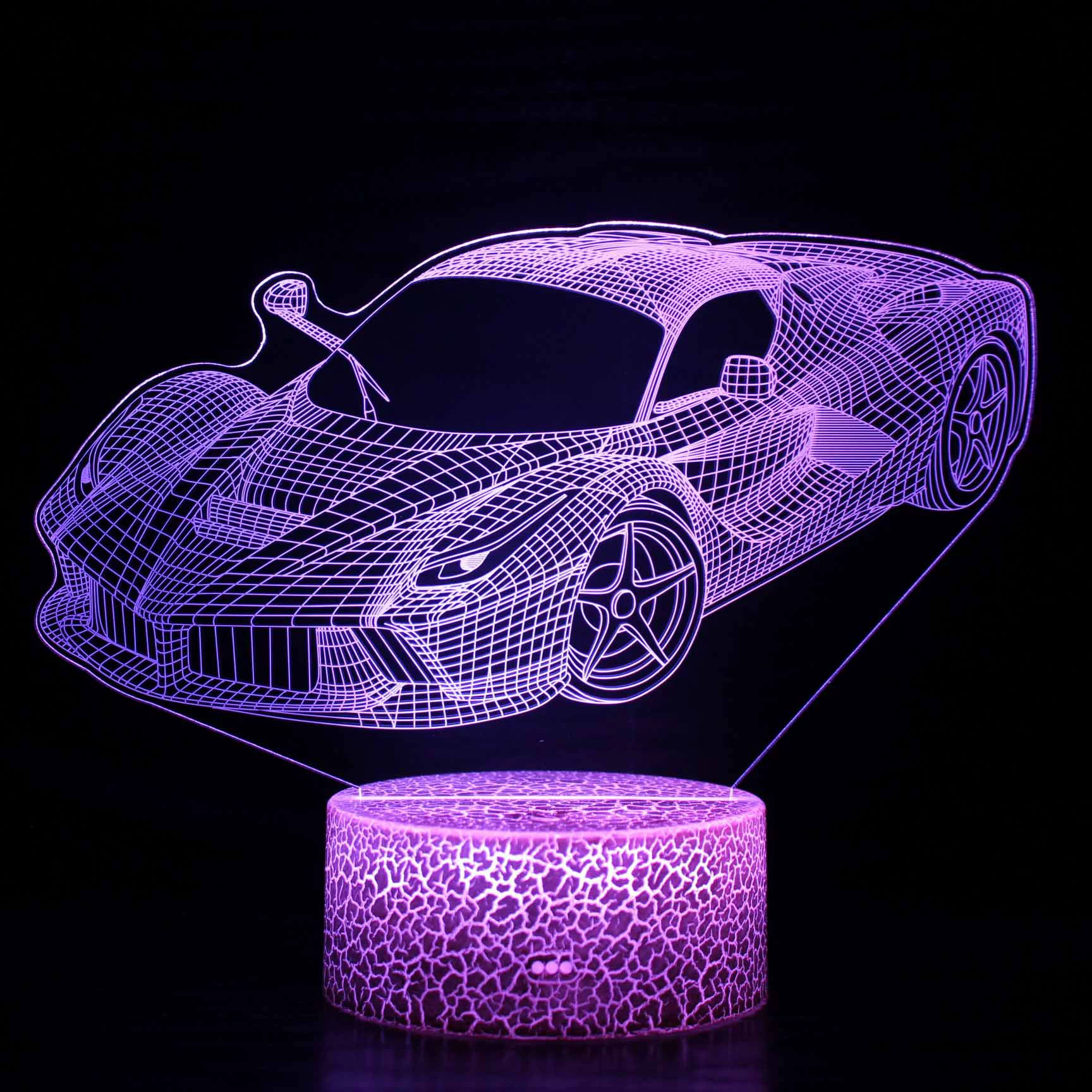 Светодиодная ночная подушка для гонок 3D с проектором, пульт ДУ, акриловая пластина 4 мм, 16 цветов
