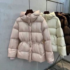 冬季加厚面包服外套2025小香风白色收腰棉服女欧美泡芙羽绒棉棉服