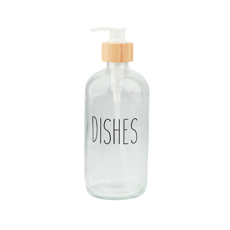 Amazon Boston desinfectante para manos transfronterizo vidrio embotellado gel de ducha botella en blanco y negro vidrio presiona la botella de cabeza de la bomba