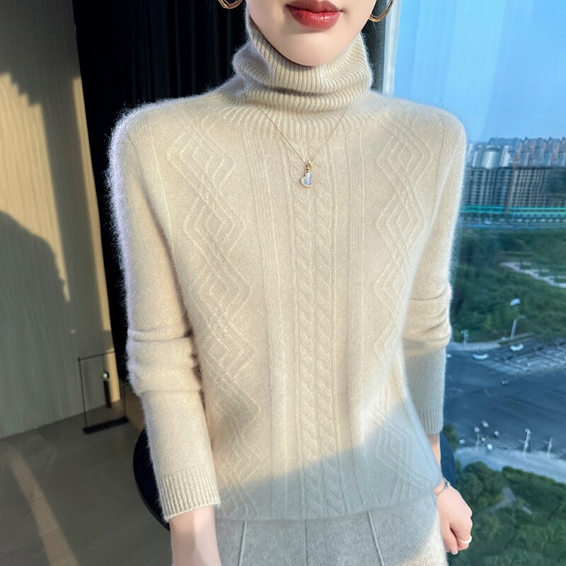Autumn and winter collection: 100% pure wool sweater, women's turtleneck knit base layer, loose-fitting inner sweater, versatile top Autumn and winter collection: 100% pure wool sweater, women's turtleneck knit base layer, loose-fitting inner sweater, versatile top