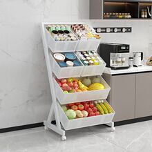 收纳架蔬菜小推车可移动水果斜口多功能置物架落地多层厨房菜篮子