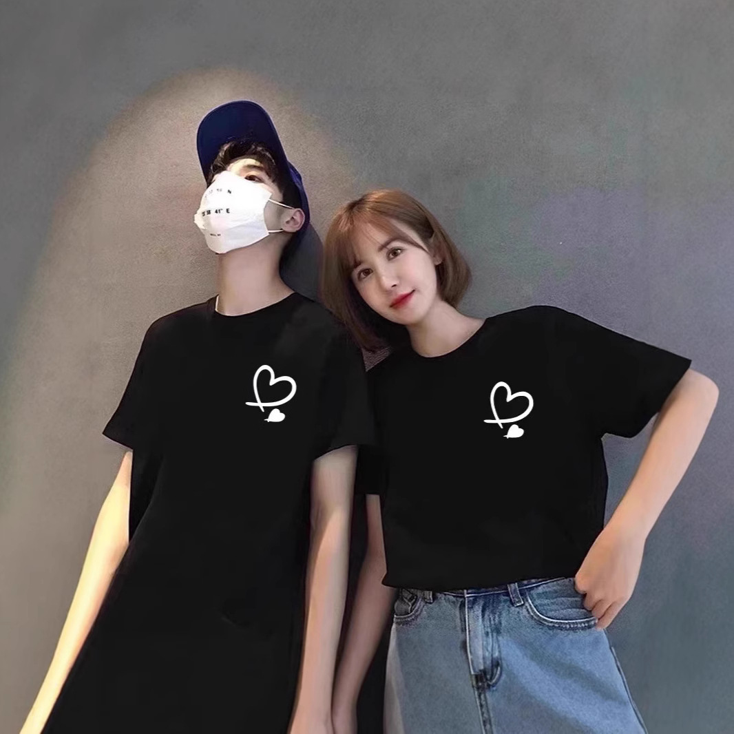 동남아 커플 티셔츠 버건디 해 스네이크 트렌디 청소년 올매치 캐주얼 반팔 티셔츠 루즈 플러스 사이즈 탑