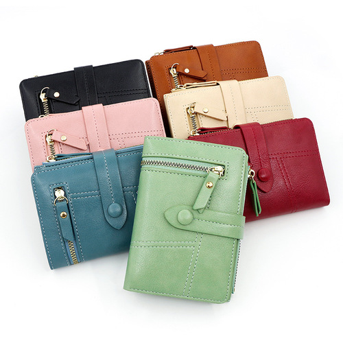 New women's wallet fresh short women's zipper wallet fashionable and versatile large capacity multi-card slot wallet wholesale