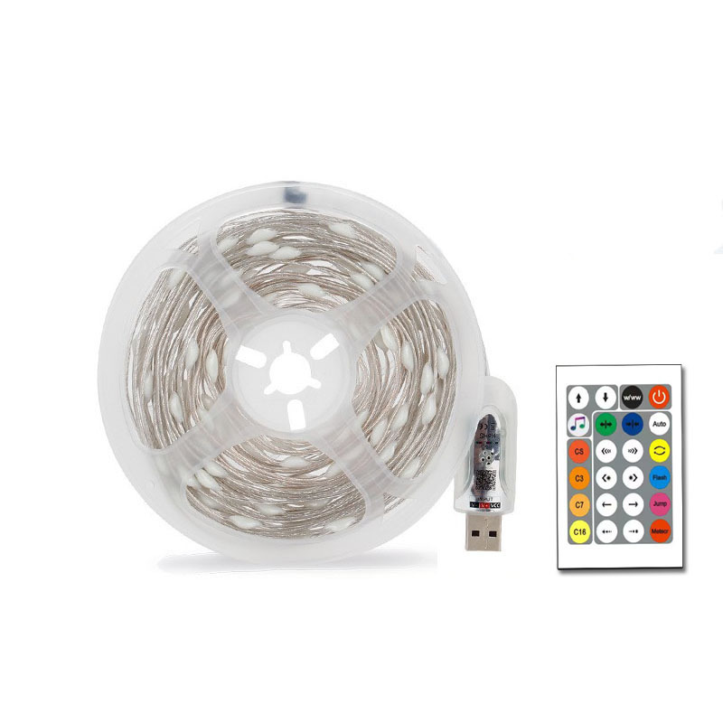 2024 nueva cadena de luz de alambre de cuero Bluetooth RGB luz de agua de carreras de caballos con luz de alambre de cobre decorativa de ambiente navideño