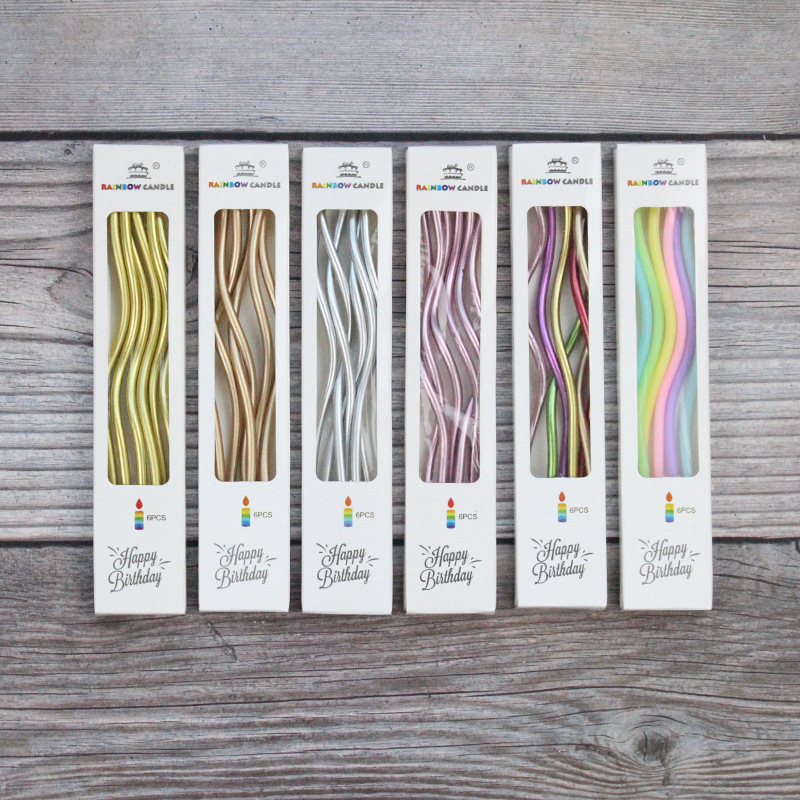 Wholesale Net celebrity birthday cake candle curve thread candle gold plated curve candle box candle