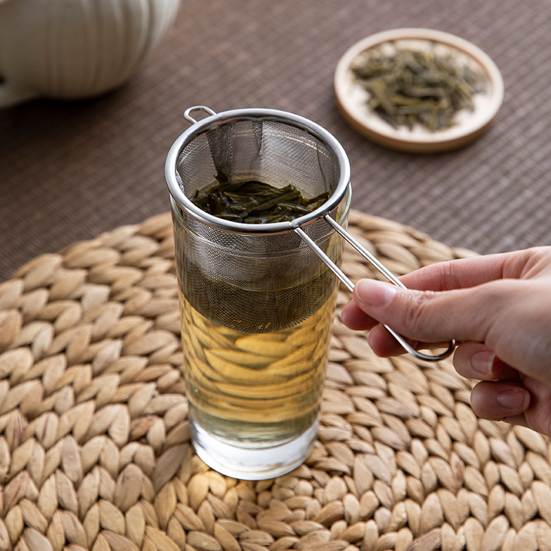 不锈钢过滤茶漏家用茶叶单耳过滤网茶壶配件可悬挂滤渣器|undefined