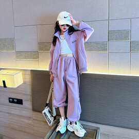 女童卫衣套装春秋季2026新款洋气中大童外套阔腿裤女孩运动两件套