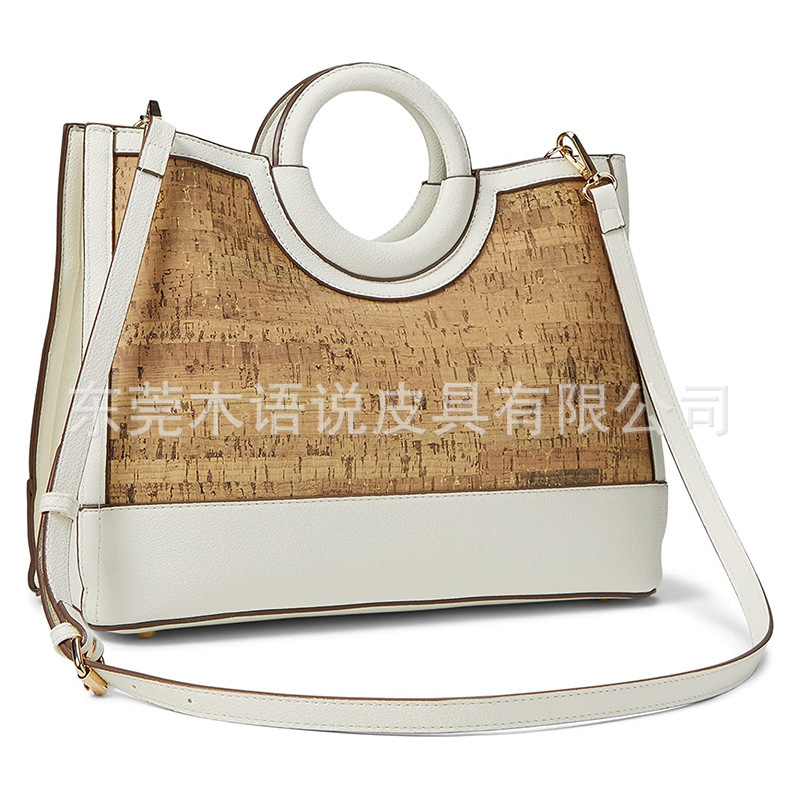 Manufacturer Customized Classy Cork Round Top Hand-Held Crossbody Bag Fsc Certified Satchel Hand-Held Women's Bag