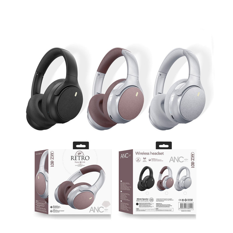 クロスボーダー ANC ヘッドマウント Bluetooth ヘッドセット AKZ 801 ノイズリダクション ワイヤレス 長持ちするヘッドセット 折りたたみ式|undefined