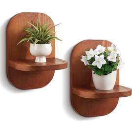 墙上木质花架壁挂式家居花盆装饰收纳架实木创意花瓶底座置物架