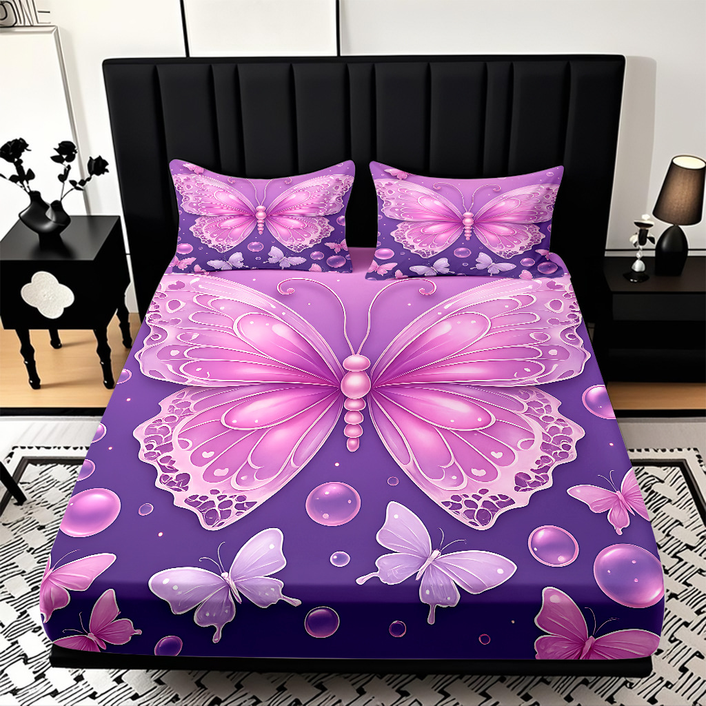 TEMU / JIT cama abrasiva Kits de almohada mariposa de color impresión digital 3D fuente de ropa de cama fabricantes