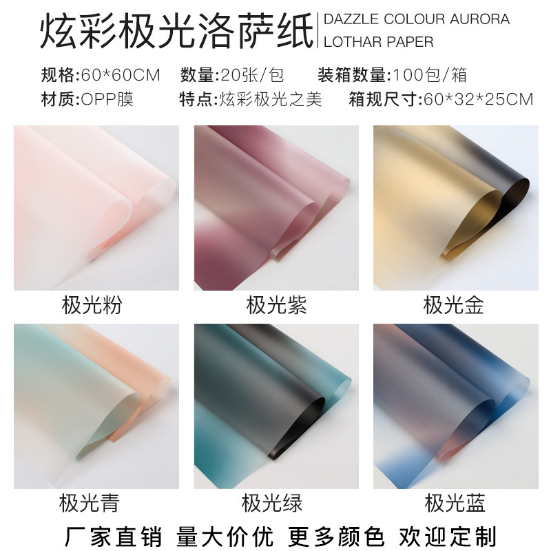 包装纸外贸跨境花艺包花纸材料批发防水极光诺莎纸鲜花花束包装纸