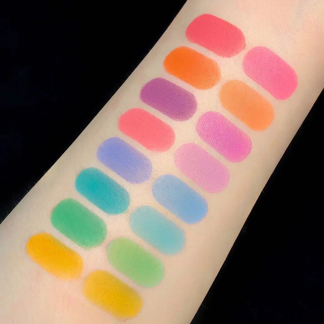 Misslara 16-Farben-Lidschattennebel, Oberfläche, fein, glänzend, metallisch, Anfänger, Regenbogen, bunt, Lidschattenplatte_voghion.com